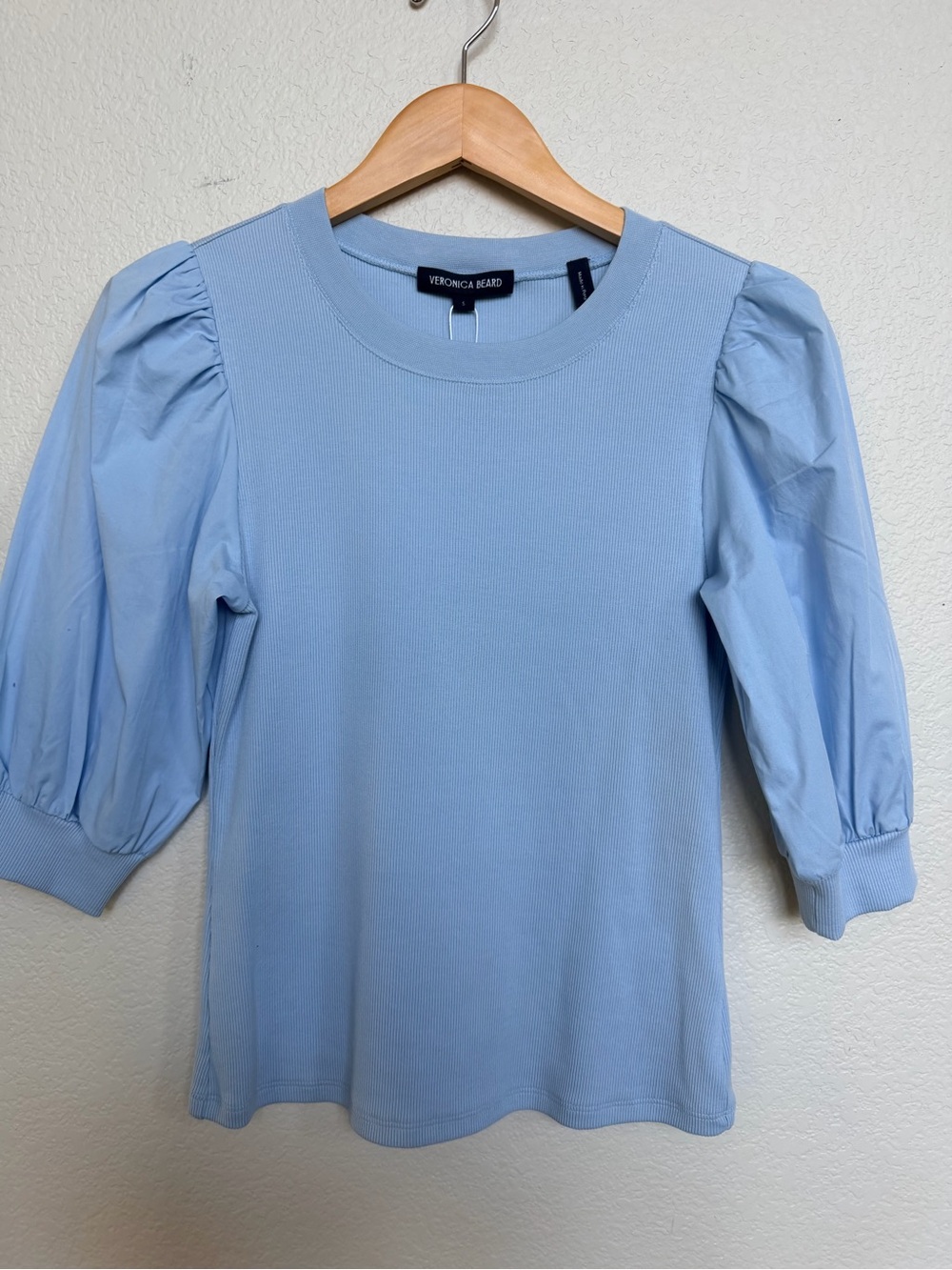 Veronica Beard Powder Blue Puff Sleeve Tee
